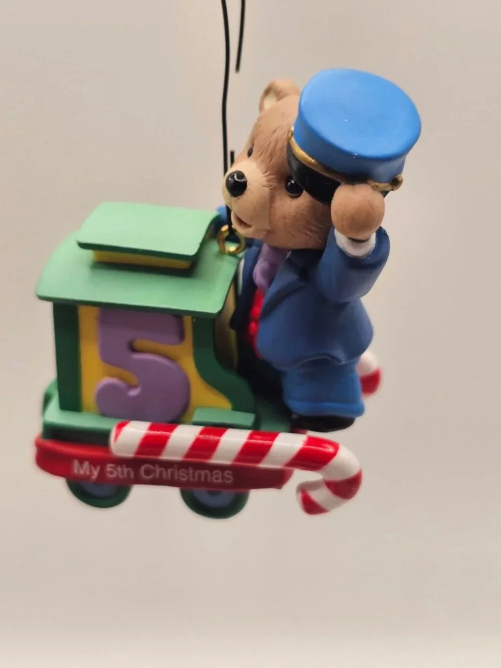 Hallmark Keepsake Childs Fifth Christmas Ornament 2003 Bear Train Age Collection